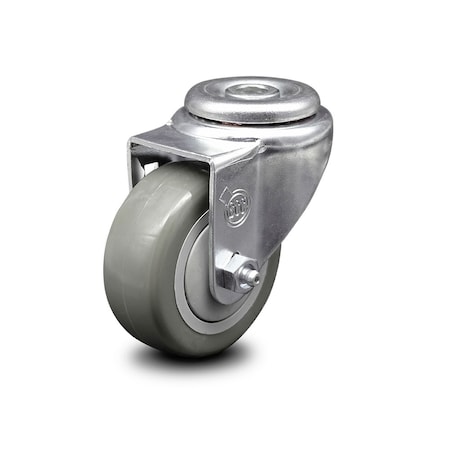 Service Caster 3.5 Inch Gray Polyurethane Wheel Swivel Bolt Hole Caster SCC-BH20S3514-PPUB